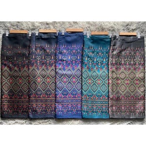 Sewn - Thai Salong - Silk - Fusible Web -Asian Salong - Woven Fabric - Lanna Style - Available in Seven Colors