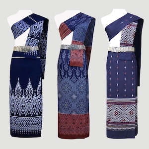 Set Thai Salong+Sabai - Cotton Salong - Free Size -Asian Salong - Lanna Style