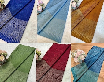 Genaaid - Thaise salong - praewazijde - Aziatische salong - geweven stof - lannastijl