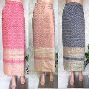 Sewn - Thai Salong - Praewa Silk - Asian Salong - Woven Fabric - Lanna Style - Available in Five Colors