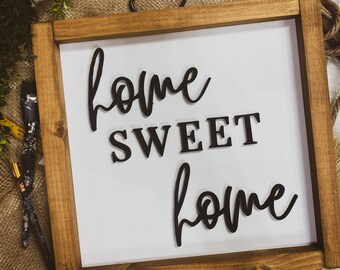 Home Sweet Home-Framed Wooden Sign | Home Decor | Wall Signs |  Wall Decor | Farmhouse Signs | Farmhouse Decor