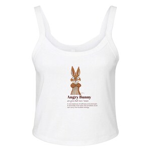 Women's Micro Ribbed Scoop Tank | Angry Bunny Ribbed Tank Top | Bella + Canvas 1012BE solid wht blend
