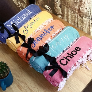 Personalized BEACH Towel, 70x40" Girls Trip Towel Personalized Gifts, Beach Bridal Party Towel, Bachelorette Wedding Custom Gifts