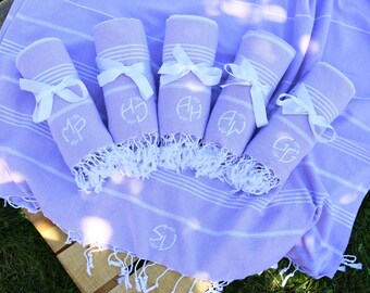 Personalized Towel, Turkish Beach Towel, Bridesmaid Gift, Embroidered Cotton Bath Towel, Bachelorette Party Favor, Travel & Wedding Favors