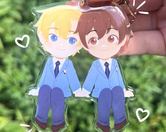 Haruhi and Tamaki Keychain | 3 Inch Double-Sided Anime Epoxy Acrylic Charm