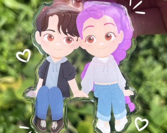 Rumi and Jinu Keychain | 3.5 Inch Double-Sided Anime Epoxy Acrylic Charm