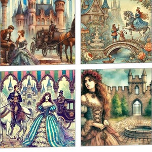 ONCE Upon A Time (część 3) - The COURT - Karty dziennika, Tagi, Ephemera, Kieszenie, Koperta, Rękodzieło, Fantastyka, Cyfrowe, Smok, Zamek, Romans