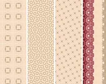 Peachy Pink Digital Paper Pack: Geometric Patterns Scrapbook Backgrounds (Digital Download) Craft