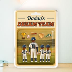 Plaque acrylique personnalisée équipe de baseball pour papa, noms et maillots d'enfants personnalisés, cadeau fête des pères pour enfants, équipe de rêve de papa_1