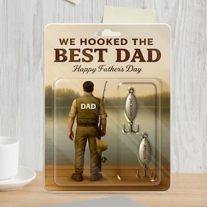We Hooked the Best Dad Fishing Lure Gift, Custom Father&#39;s Day Gift for Fisherman Dad from Kids, Fishing Lover, Fishing Acrylic Block Plaque