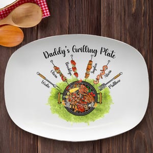 Custom Grandpa Grilling Platter, Grilling Plate Papa With Kids Names, BBQ Platter Papas Gift, Gift from Grandkids, Funny Father's Day
