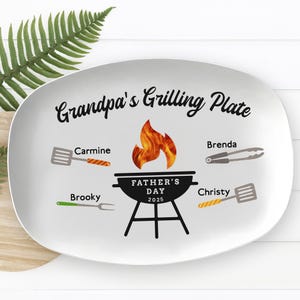 Custom Grandpa&#39;s Grilling Plate, Personalized BBQ Platter with Kids&#39; Names, Father&#39;s Day Gift for Grandpa 2025, Grilling Plate Father&#39;s Day