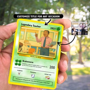 Carte à collectionner de professeur personnalisée style Pokémon, cadeau personnalisé pour remercier un professeur, prendre sa retraite ou la rentrée, carte d'anime pour professeur