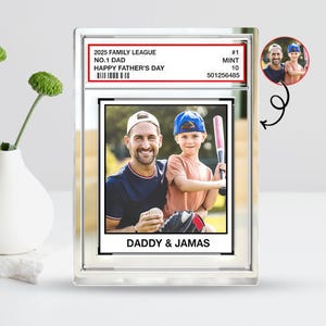 Personalisierte Vatertagsgeschenk für Papa, Sammelkarte Stil Acrylblock, Baseball Papa Geschenk, benutzerdefinierte Foto Acylic Block, Geschenk für Ehemann