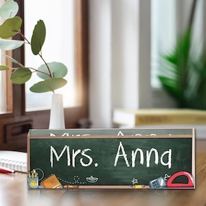 Personalized Chalkboard Teacher Name Plate, Acrylic Desk Sign for Classroom Decor, Back to School Gift, Gift For Teacher, Teacher Name Desk