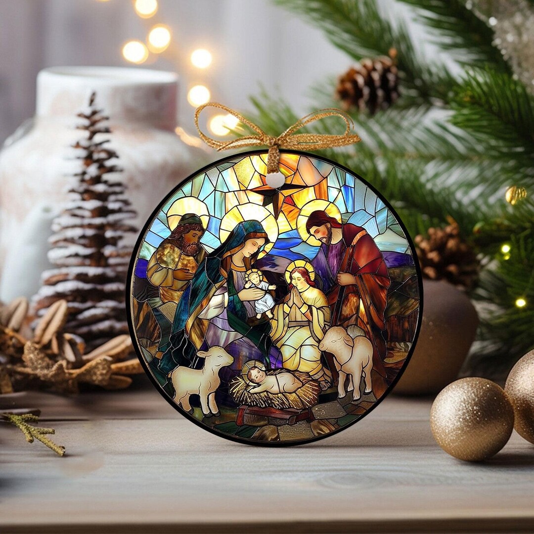 Nativity Catholic Suncatcher, Nativity Religious Acrylic Window Hanging ...