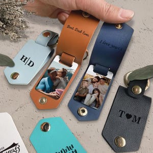 Custom Photo Album Keychain , Personalized Photo Keyring, Leather Photo Keychain, Metal Photo Keychain, Engraving Keychain,Father&#39;s Day Gift