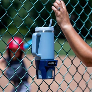 Coaches Gift, Bottle Holder for Fence, Holds Stanley, Yeti, Gatorade Products, Baseball and Softball Dugout Organizer, Made in USA