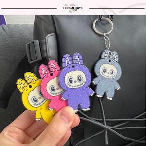 Lindo llavero de Labubu, juego de personajes de dibujos animados kawaii, juguetes para mochilas infantiles, llavero para niñas, bolso estilo anime, regreso a clases.