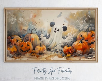 Samsung Frame TV-Hintergrundbild Halloween-Maus-Geist-Hintergrundbild Niedliche Geistermaus Gruselsaison-Bildschirmschoner Digitaler Download
