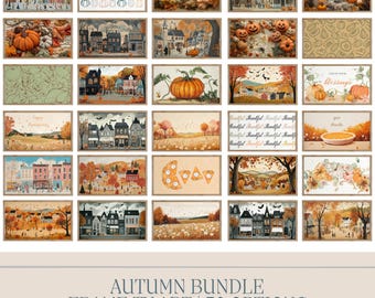 Cozy Autumn Samsung Frame TV Art Bundle of 30 Halloween Pumpkin TV Art Warm Tone Fall Decor Cute Halloween Town Art Digital Download
