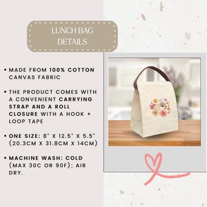 This Watercolor Floral Cotton Lunch Bag With Strap combines charm and function, serving as a reusable picnic accessory or travel lunch tote.