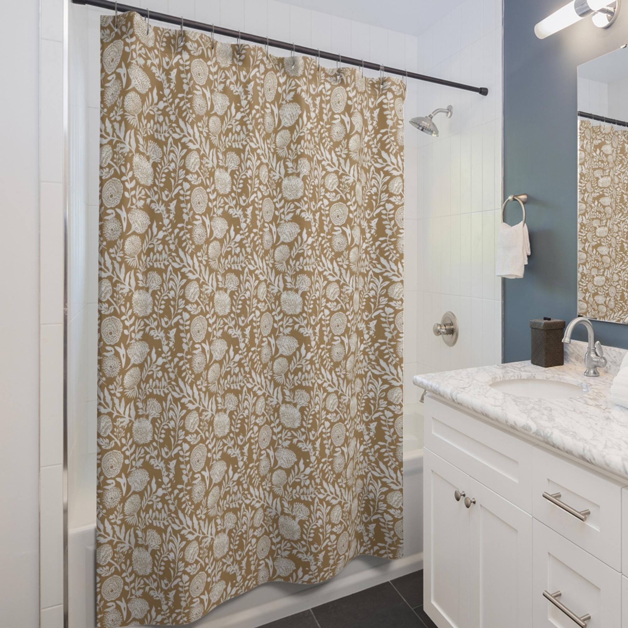 Floral Block Print Shower Curtain - Cottagecore Boho Bathroom Decor - Etsy