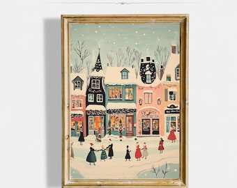Christmas Printable Wall Art Cute Winter Village Printable Christmas Decor Cozy Season Print Hello December Print Digital Download