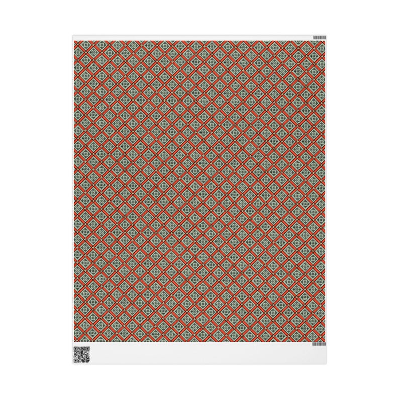 Vintage Christmas Wrapping Paper Sheet Medieval Geometric Pattern Holiday Gift Wrap image 8