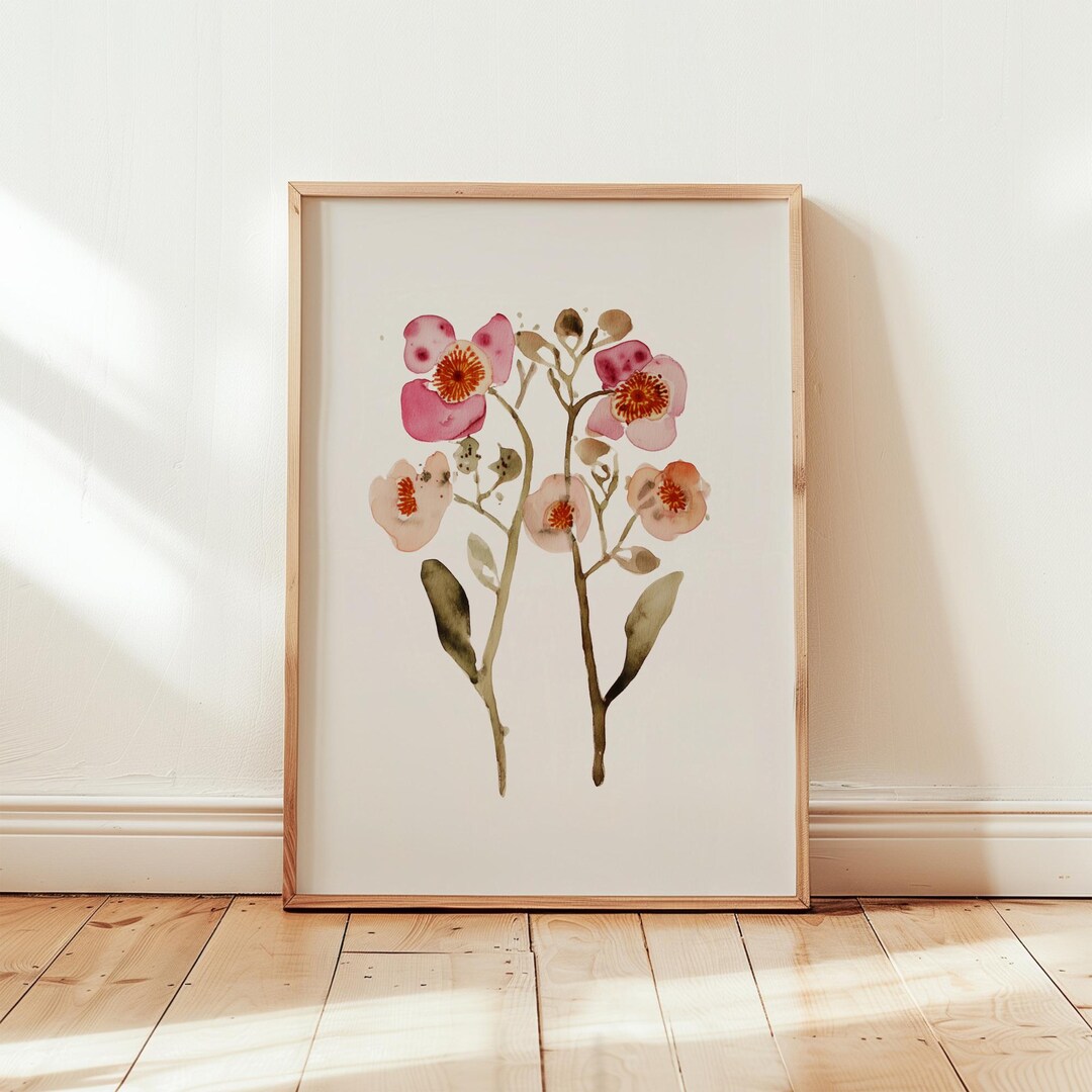 Pink Watercolor Printable Wall Art Abstract Floral Blossom Painting ...