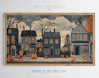 Samsung Frame TV Art Dark Halloween TV Art Moody Fall Decor Spooky Village Halloween Decor Neutral Halloween TV Art Digital Download