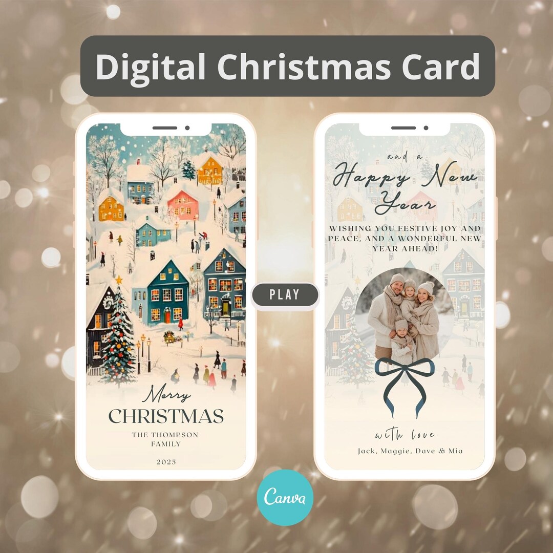 Editable Digital Christmas Card Template Animated Photo Holiday Card ...