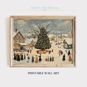 Retro Christmas Tree Canvas Print: Farmhouse Winter Decor (Digital Download)