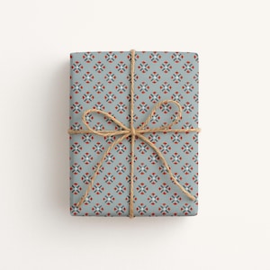 Vintage Nordic Blue Holiday Wrapping Paper Retro Scandinavian Pattern Holiday Gift Wrap Winter Holiday Packaging Supplies