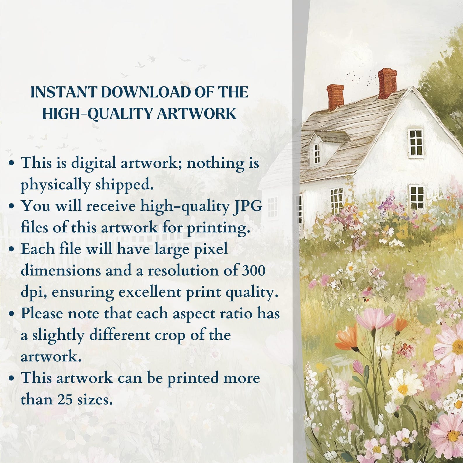 Rustic Country Cottage Printable Wall Art Vintage Wildflower Field ...