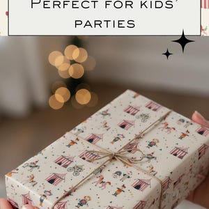 Vintage Circus Kids Gift Wrap Children Birthday Fun Carnival Party Supplies Retro Children's Gift Wrap With Colorful Circus image 12