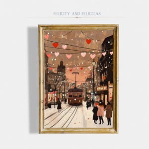 Retro Valentines Day Printable Wall Art, Cute Valentines Day Art, Valentines Day Painting, Romantic Canvas, Digital Download