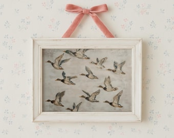 Abstract Mallard Duck Nursery Painting Digital Download