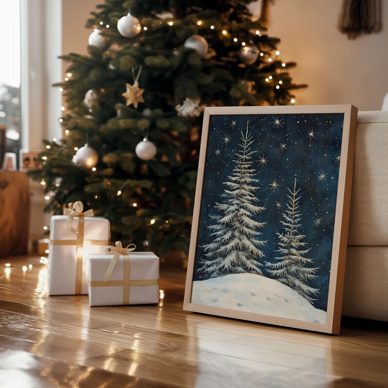 Vintage Inspired Snowy Forest Printable for Classic Christmas Decor