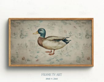 Mallard Duck Samsung Frame TV Art Vintage Water Bird Digital TV Screensaver Instant Download