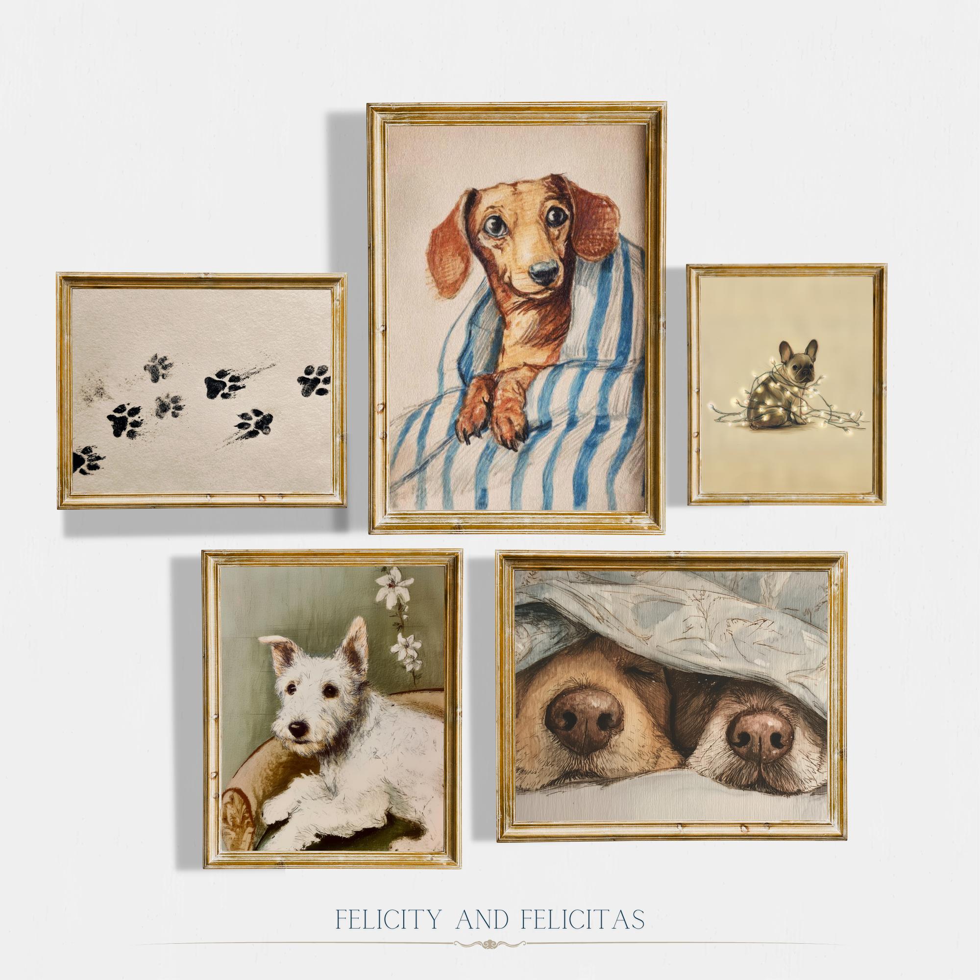 Printable Dog Wall Art Bundle Vintage Inspired Pet Painting Set Digital ...