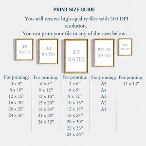 May include: A print size guide with different aspect ratios and corresponding print sizes in inches. The guide includes 4:5, 3:4, 2:3, ISO-AI, and 1:1 aspect ratios. The print sizes range from 4x5 inches to 24x36 inches.