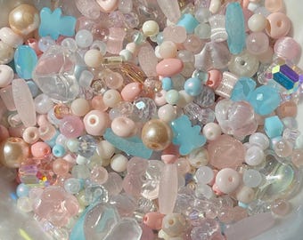 Mix babyroze en blauwe glaskralen | Sieraden maken en borduren