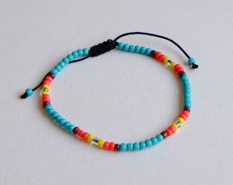 Stackable Beach Bracelet | Dainty Beaded Bracelet | Colourful Stack Bracelet | Adjustable Length | Surf Bracelet | String Bracelet