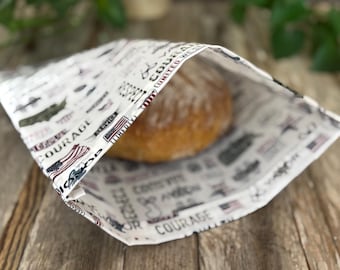 Sourdough Bread Storage Bag--13 x 13.5 Fully Beeswax Infused Soft Cotton--Fold Closure--Seasonal Prints