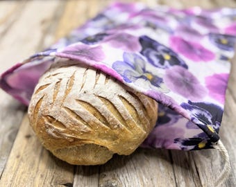 Large Beeswax Cotton Bread Bag, Reusable Sourdough Loaf Keeper, Eco-Friendly Storage 13” x 17”