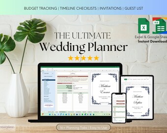 ULTIMATE Digitaler Hochzeitsplaner Hochzeitsplanung Tabelle Organizer Hochzeits-Timeline Hochzeits-Organisator Hochzeit Checkliste Hochzeit Binder