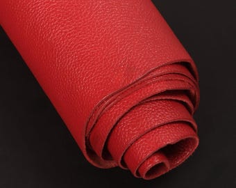 Cuero curtido vegetal rojo, flotador suave, artesanías, tapicería