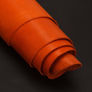 Analin Orange, First Grade Leather, 2.1 Sqm, 1.5-1.8 mm, Calf Skin, For Crafts, Top Grain, Full Hide, Genuine Leather, Crazy Leather