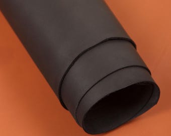 Cuero negro de lujo, vachetta, 1,8 m². Piel flor de curtido vegetal, cuero genuino, cuero para manualidades, pull-up, primera calidad, 1,6 mm.